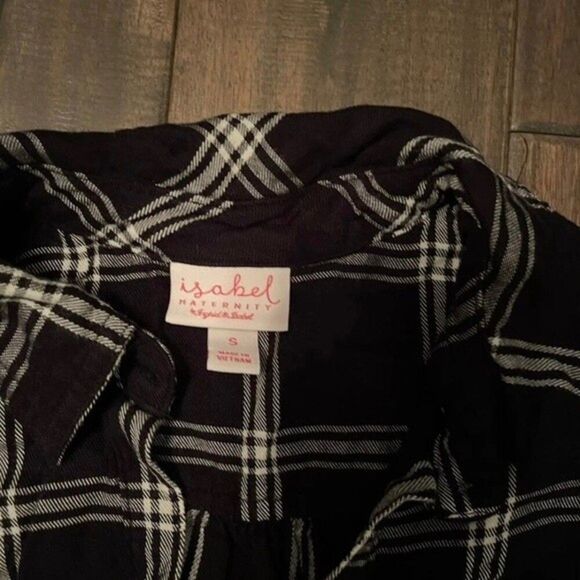 Isabel Maternity Black & White Plaid Button Down S - Picture 3 of 4